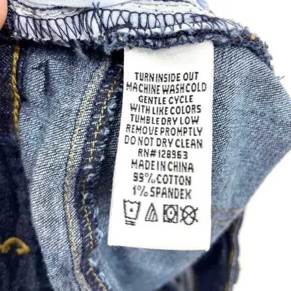INDIGO REIN Blue Dark Wash Distressed Denim Shorts